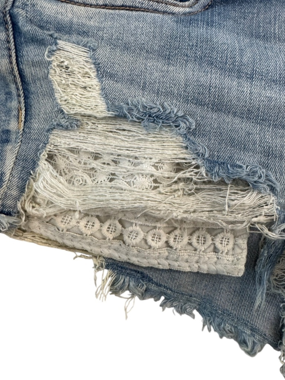 American Eagle Lace Pockets Shortie Denim Short Size 6 - Picture 3 of 12